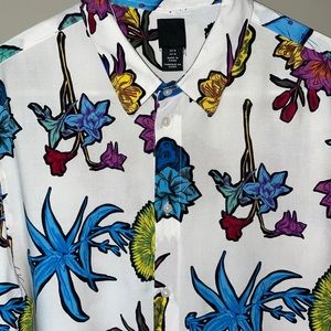H&M slim fit long sleeve button-down floral